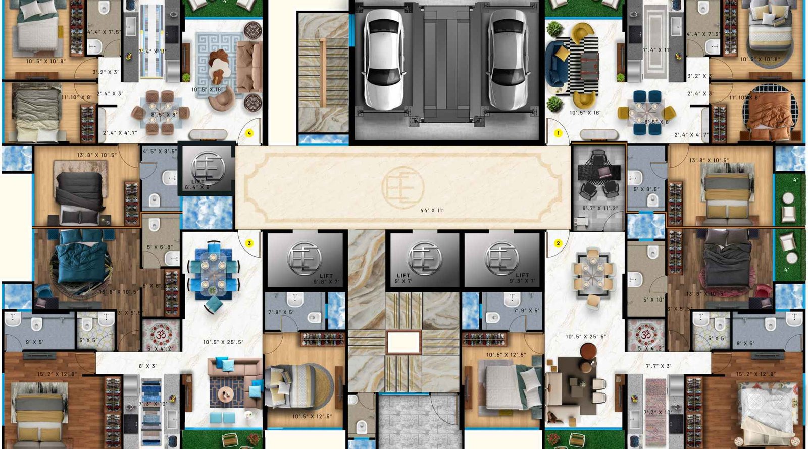Raghav-Enclave--Typical-Floor-Plan-3-BHK-824-1143-Sq.ft